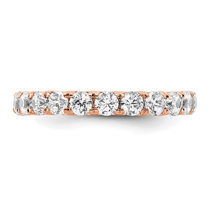 14k Rose Gold Polished Size 6 U-Shared Prong 2 carat Diamond Complete Eternity Band