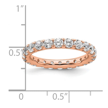 14k Rose Gold Polished Size 6 U-Shared Prong 2 carat Diamond Complete Eternity Band