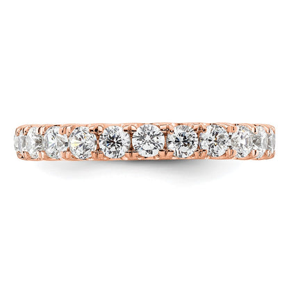 14k Rose Gold Polished Size 8 U-Shared Prong 2 carat Diamond Complete Eternity Band