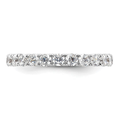 14k White Gold Polished Size 9 U-Shared Prong 2 carat Diamond Complete Eternity Band
