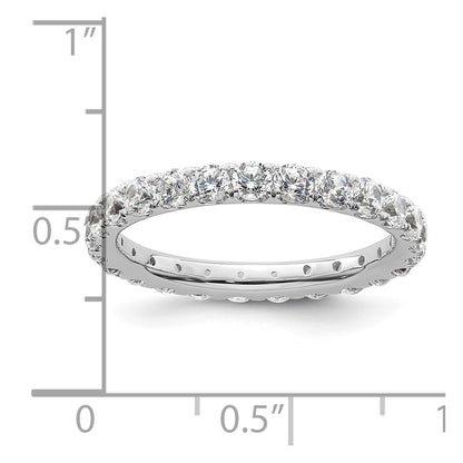 14k White Gold Polished Size 9 U-Shared Prong 2 carat Diamond Complete Eternity Band