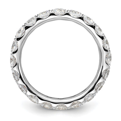 14k White Gold Polished Size 8 U-Shared Prong 3 carat Diamond Complete Eternity Band
