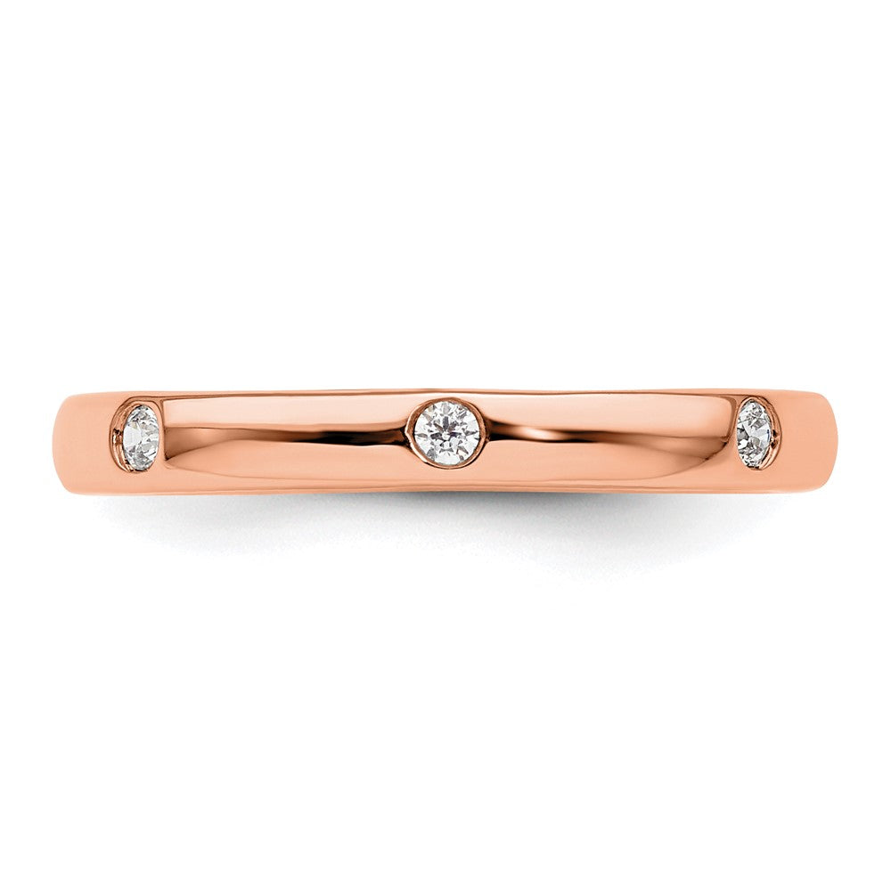 14k Rose Gold Polished Size 5.5 Bezel-set 1/10 carat Diamond Complete Eternity Band