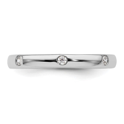 14k White Gold Polished Size 5.5 Bezel-set 1/10 carat Diamond Complete Eternity Band