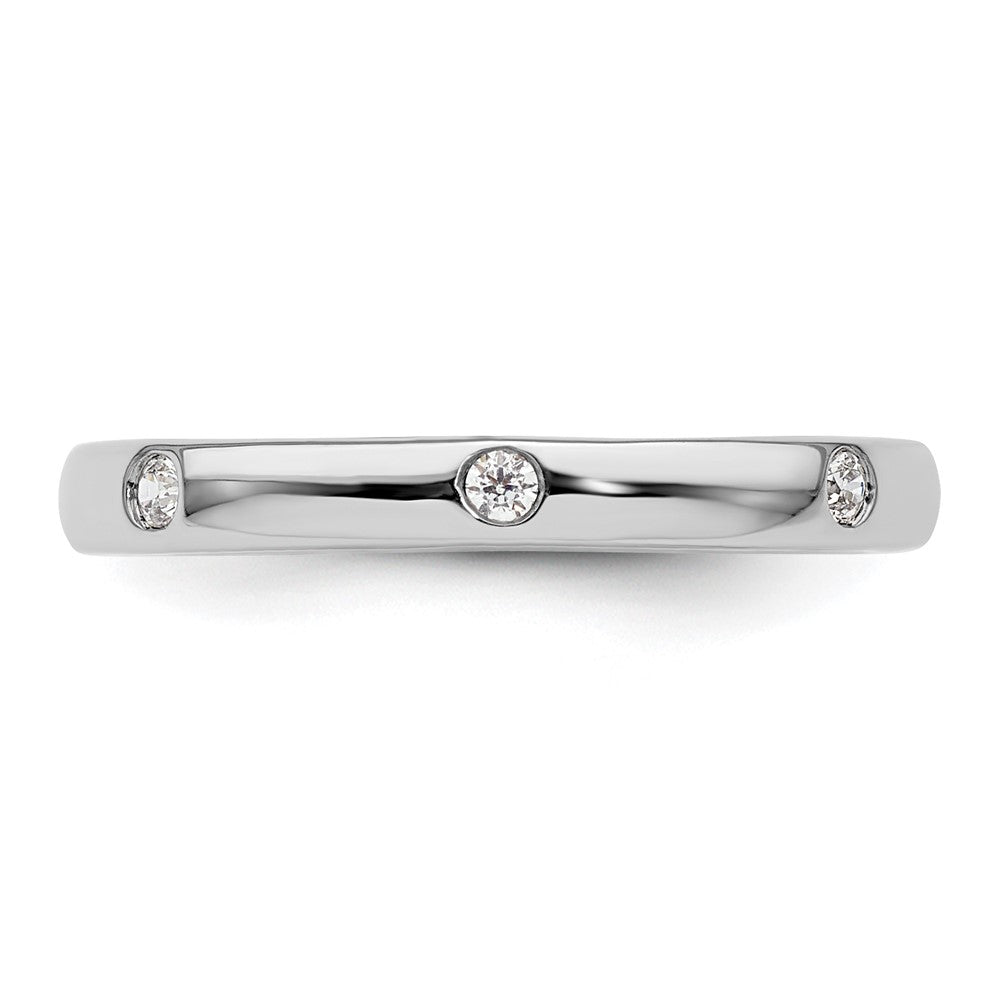 14k White Gold Polished Size 5 Bezel-set 1/10 carat Diamond Complete Eternity Band