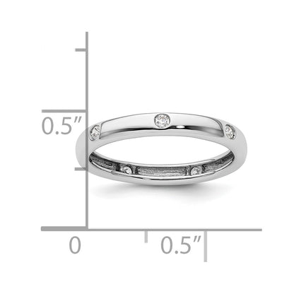 14k White Gold Polished Size 5.5 Bezel-set 1/10 carat Diamond Complete Eternity Band