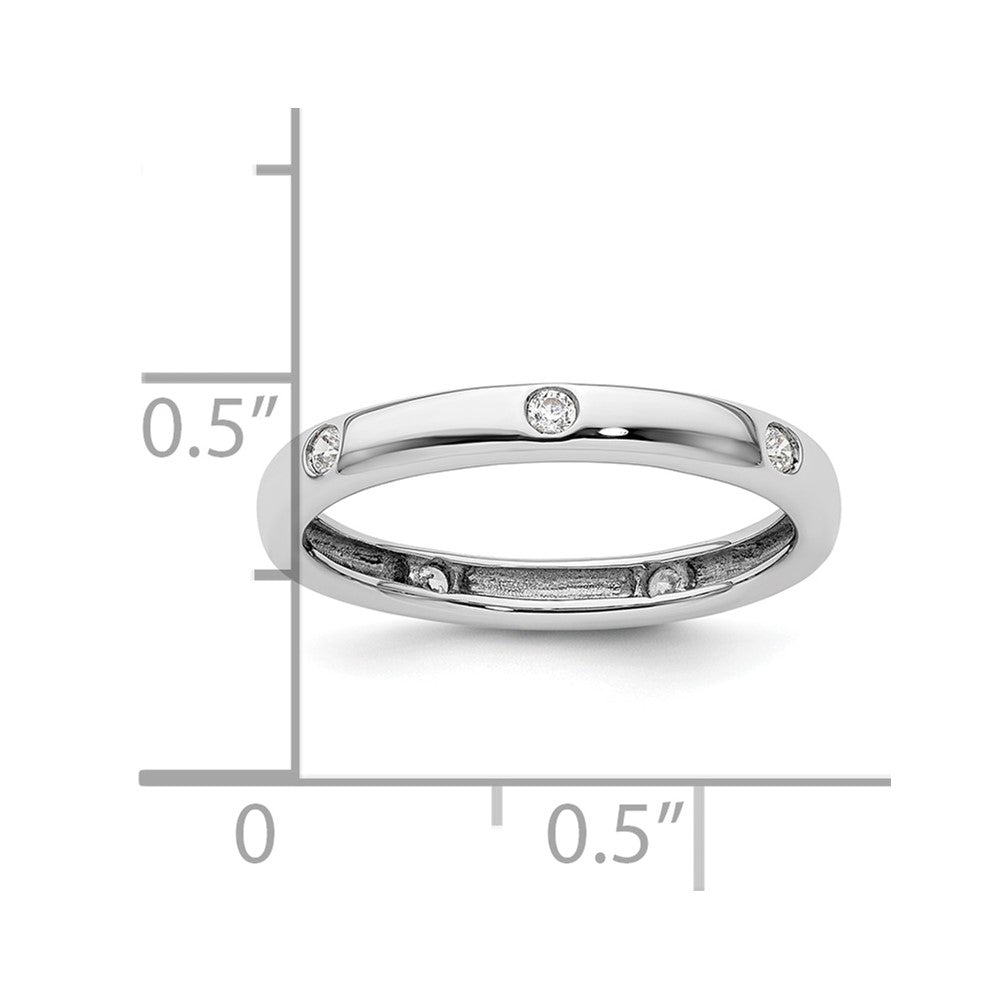 14k White Gold Polished Size 5 Bezel-set 1/10 carat Diamond Complete Eternity Band