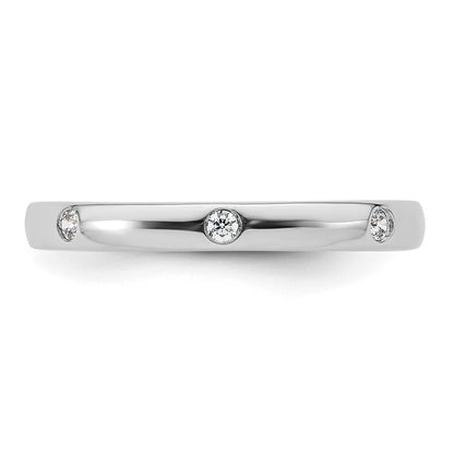 14k White Gold Polished Size 6.5 Bezel-set 1/10 carat Diamond Complete Eternity Band