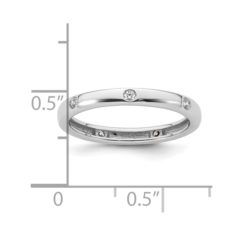 14k White Gold Polished Size 6.5 Bezel-set 1/10 carat Diamond Complete Eternity Band