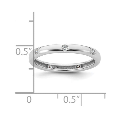 14k White Gold Polished Size 6.5 Bezel-set 1/10 carat Diamond Complete Eternity Band