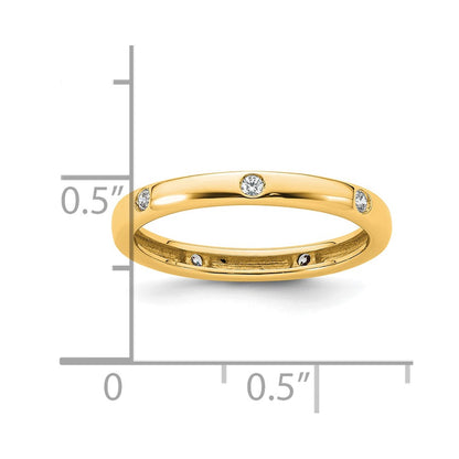 14k Polished Size 6 Bezel-set 1/10 carat Diamond Complete Eternity Band
