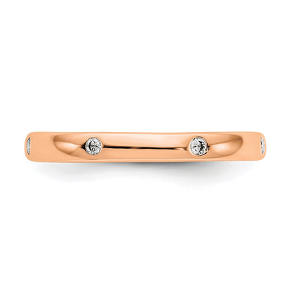 14k Rose Gold Polished Size 7 Bezel-set 1/10 carat Diamond Complete Eternity Band