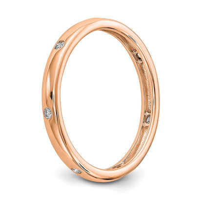 14k Rose Gold Polished Size 7 Bezel-set 1/10 carat Diamond Complete Eternity Band