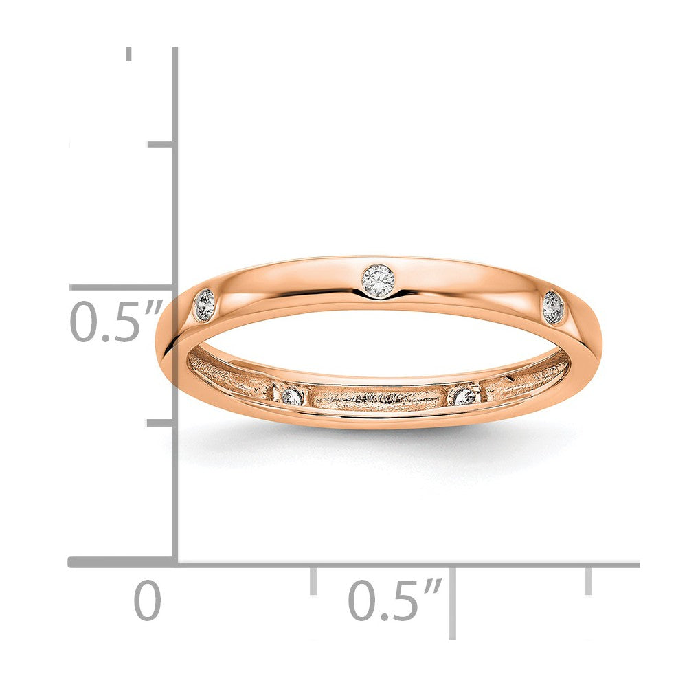 14k Rose Gold Polished Size 7 Bezel-set 1/10 carat Diamond Complete Eternity Band