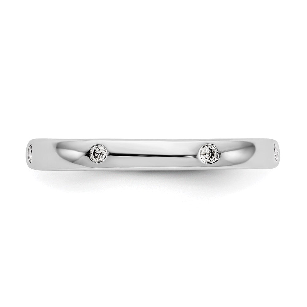 14k White Gold Polished Size 7 Bezel-set 1/10 carat Diamond Complete Eternity Band