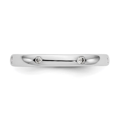 14k White Gold Polished Size 7 Bezel-set 1/10 carat Diamond Complete Eternity Band