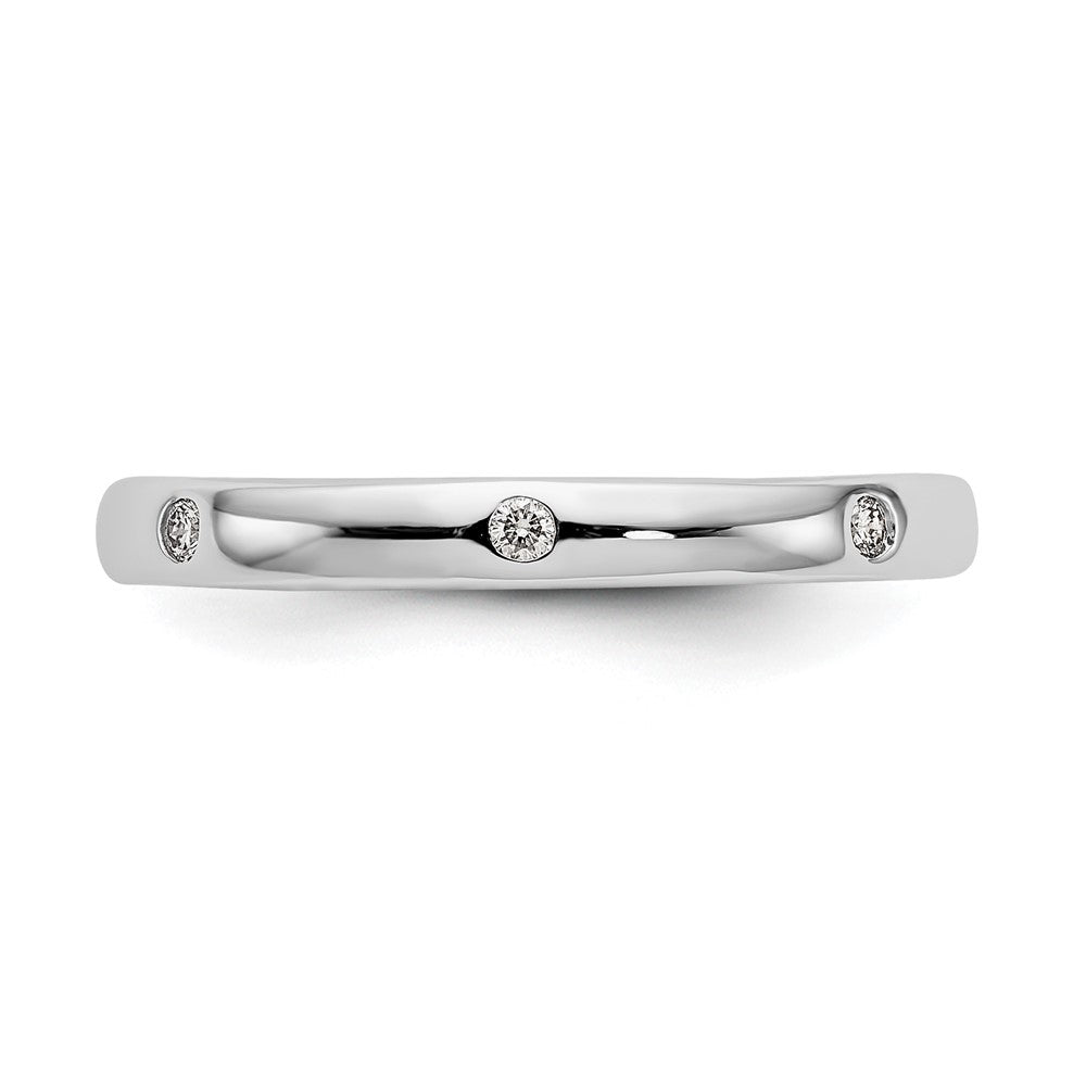 14k White Gold Polished Size 7 Bezel-set 1/10 carat Diamond Complete Eternity Band