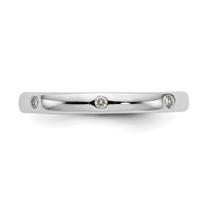 14k White Gold Polished Size 7 Bezel-set 1/10 carat Diamond Complete Eternity Band