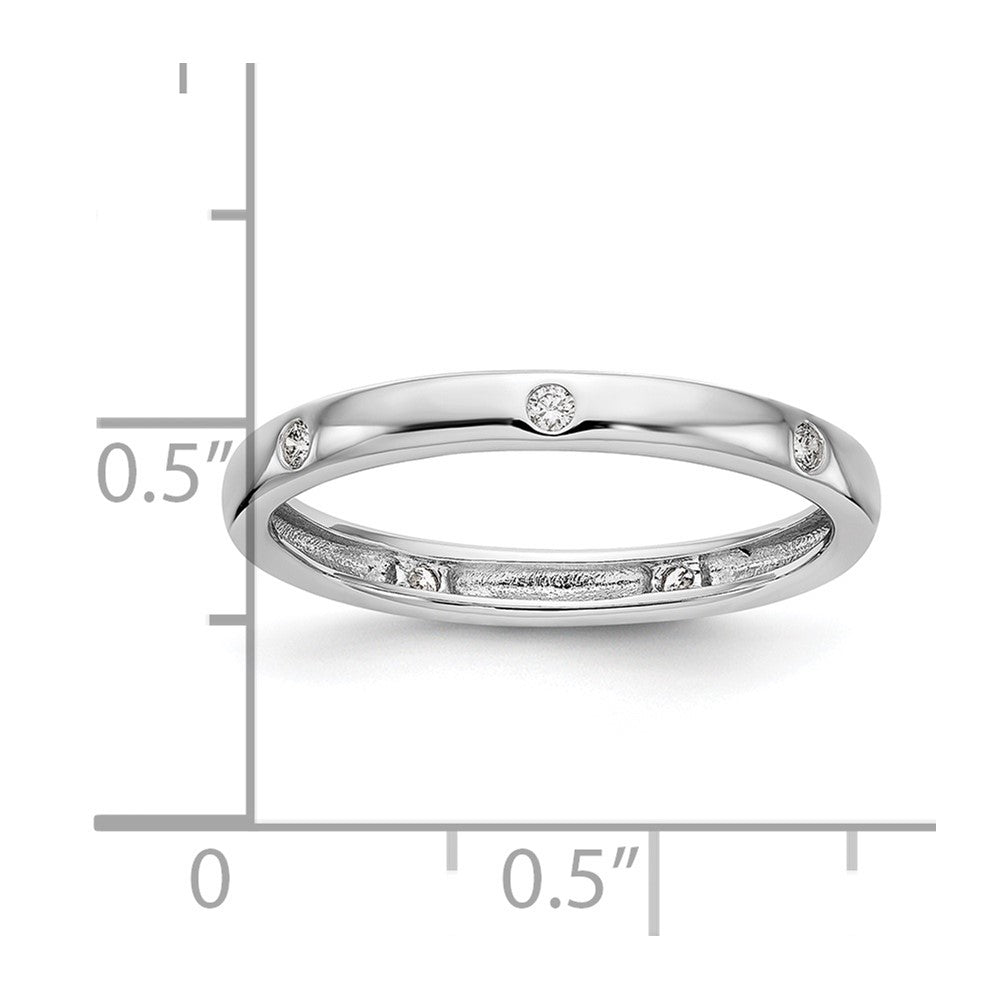 14k White Gold Polished Size 7 Bezel-set 1/10 carat Diamond Complete Eternity Band