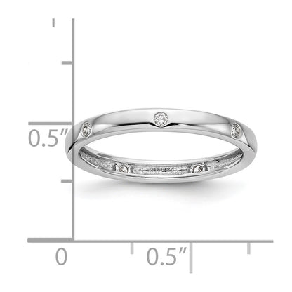 14k White Gold Polished Size 7 Bezel-set 1/10 carat Diamond Complete Eternity Band