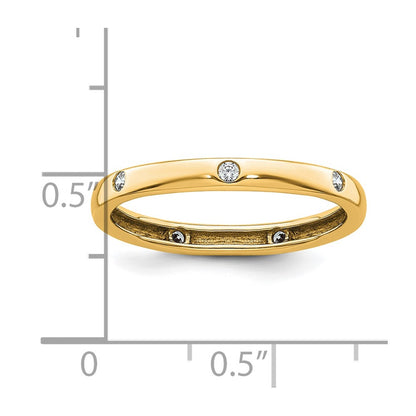 14k Polished Size 8.5 Bezel-set 1/10 carat Diamond Complete Eternity Band