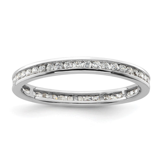14k White Gold Polished Size 9 Channel-set 1/2 carat Diamond Complete Eternity Band