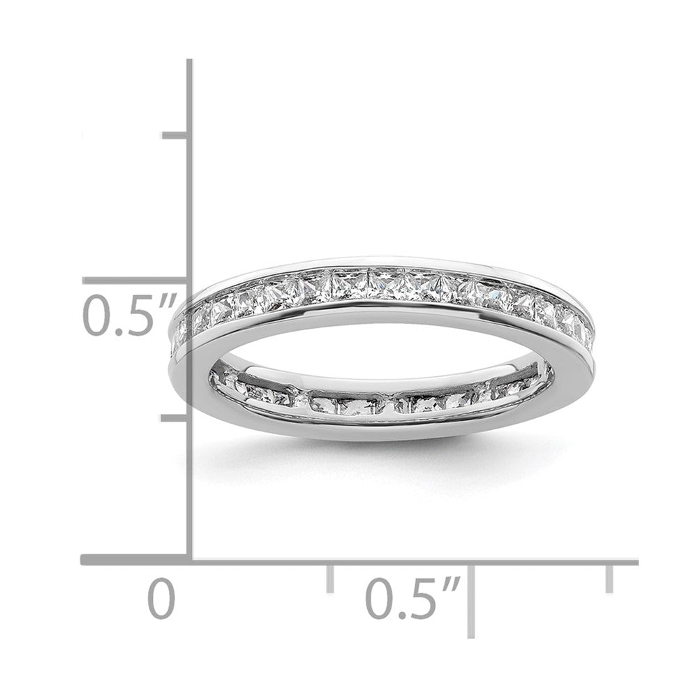 14k White Gold Polished Size 5 Channel-set 1 carat Princess Diamond Complete Eternity Band