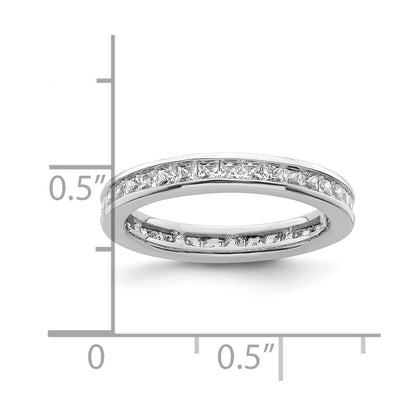 14k White Gold Polished Size 5 Channel-set 1 carat Princess Diamond Complete Eternity Band