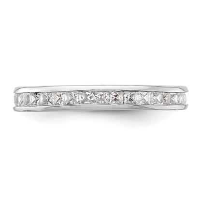 14k White Gold Polished Size 6.5 Channel-set 1 carat Princess Diamond Complete Eternity Band