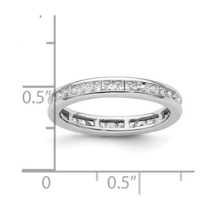 14k White Gold Polished Size 6.5 Channel-set 1 carat Princess Diamond Complete Eternity Band