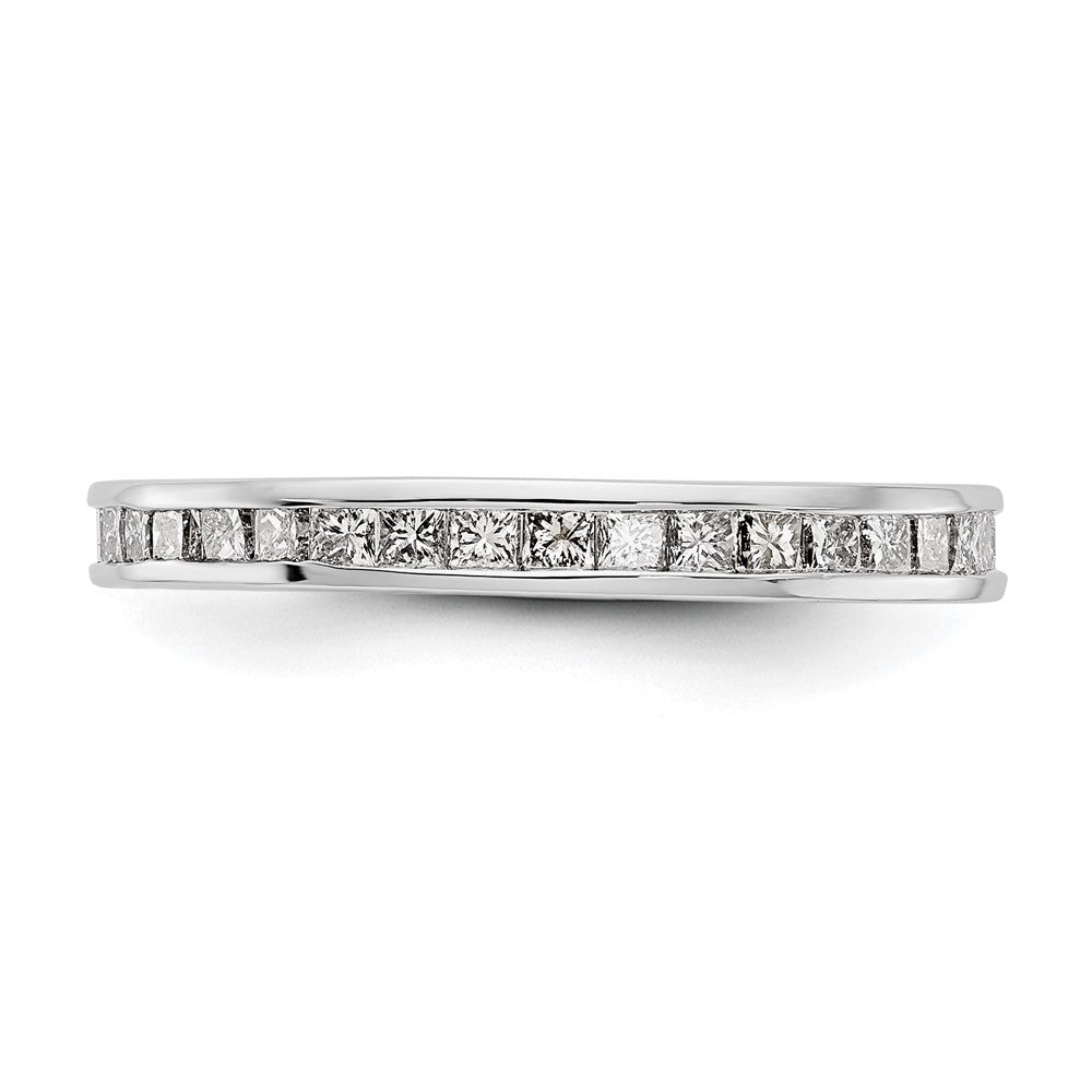 14k White Gold Polished Size 7 Channel-set 2 carat Princess Diamond Complete Eternity Band