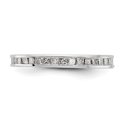 14k White Gold Polished Size 7.5 Channel-set 1 carat Princess Diamond Complete Eternity Band