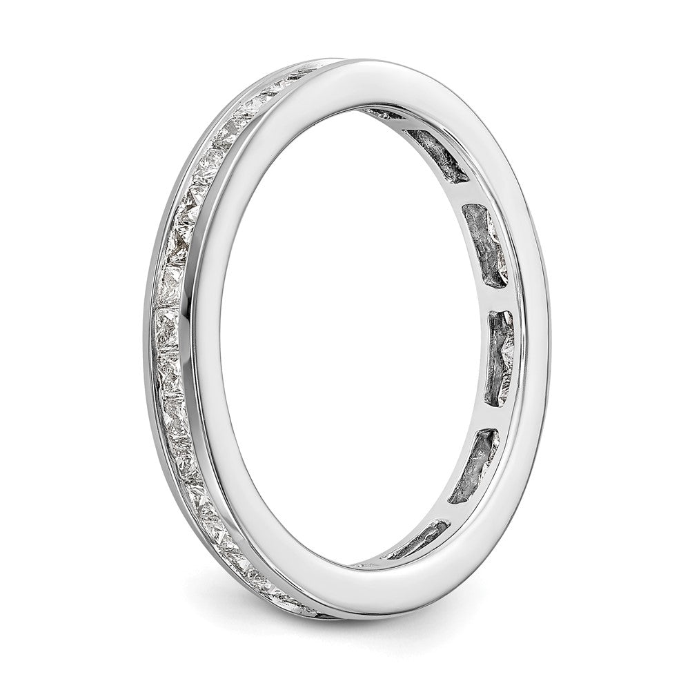 14k White Gold Polished Size 7 Channel-set 1 carat Princess Diamond Complete Eternity Band