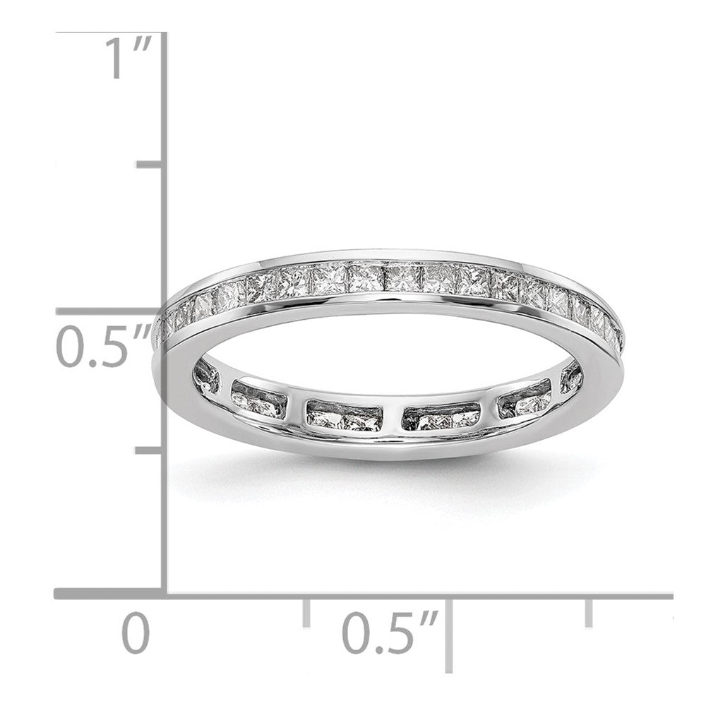 14k White Gold Polished Size 7 Channel-set 2 carat Princess Diamond Complete Eternity Band