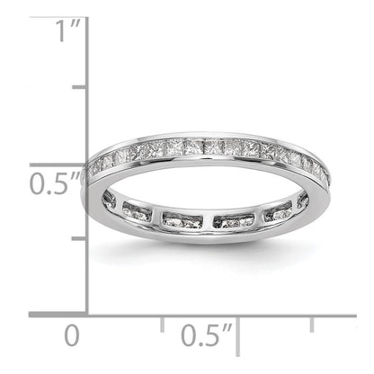 14k White Gold Polished Size 7.5 Channel-set 2 carat Princess Diamond Complete Eternity Band