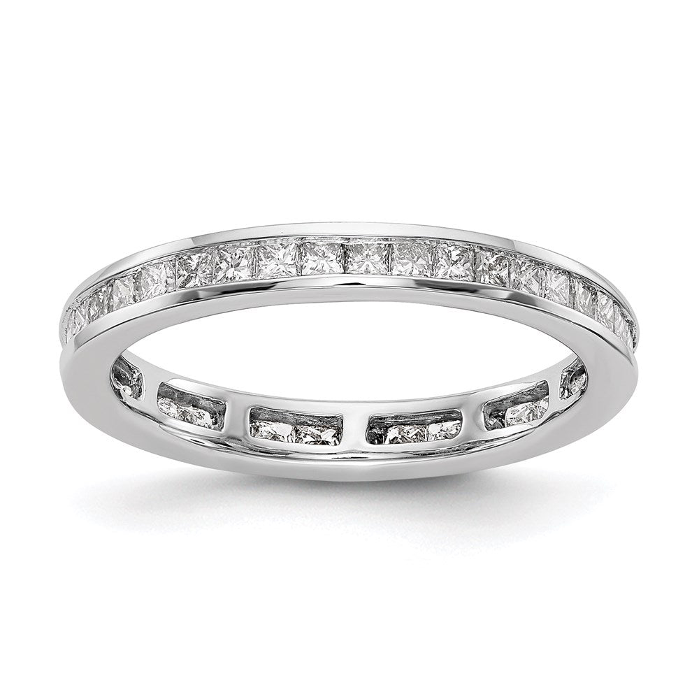 14k White Gold Polished Size 7.5 Channel-set 2 carat Princess Diamond Complete Eternity Band
