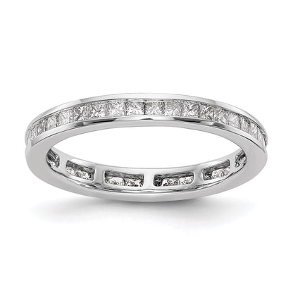 14k White Gold Polished Size 7.5 Channel-set 2 carat Princess Diamond Complete Eternity Band
