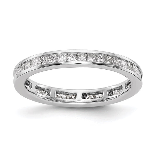 14k White Gold Polished Size 7.5 Channel-set 2 carat Princess Diamond Complete Eternity Band