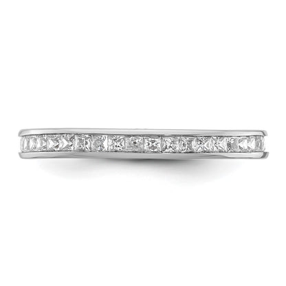 14k White Gold Polished Size 8.5 Channel-set 1 carat Princess Diamond Complete Eternity Band
