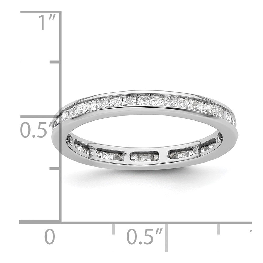 14k White Gold Polished Size 8 Channel-set 1 carat Princess Diamond Complete Eternity Band