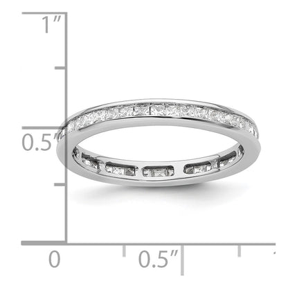 14k White Gold Polished Size 8.5 Channel-set 1 carat Princess Diamond Complete Eternity Band