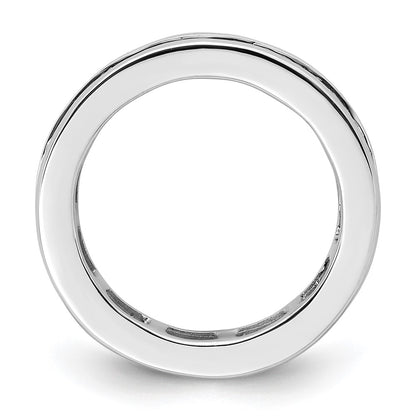 14k White Gold Polished Size 4 Channel-set 2 carat Princess Diamond Complete Eternity Band