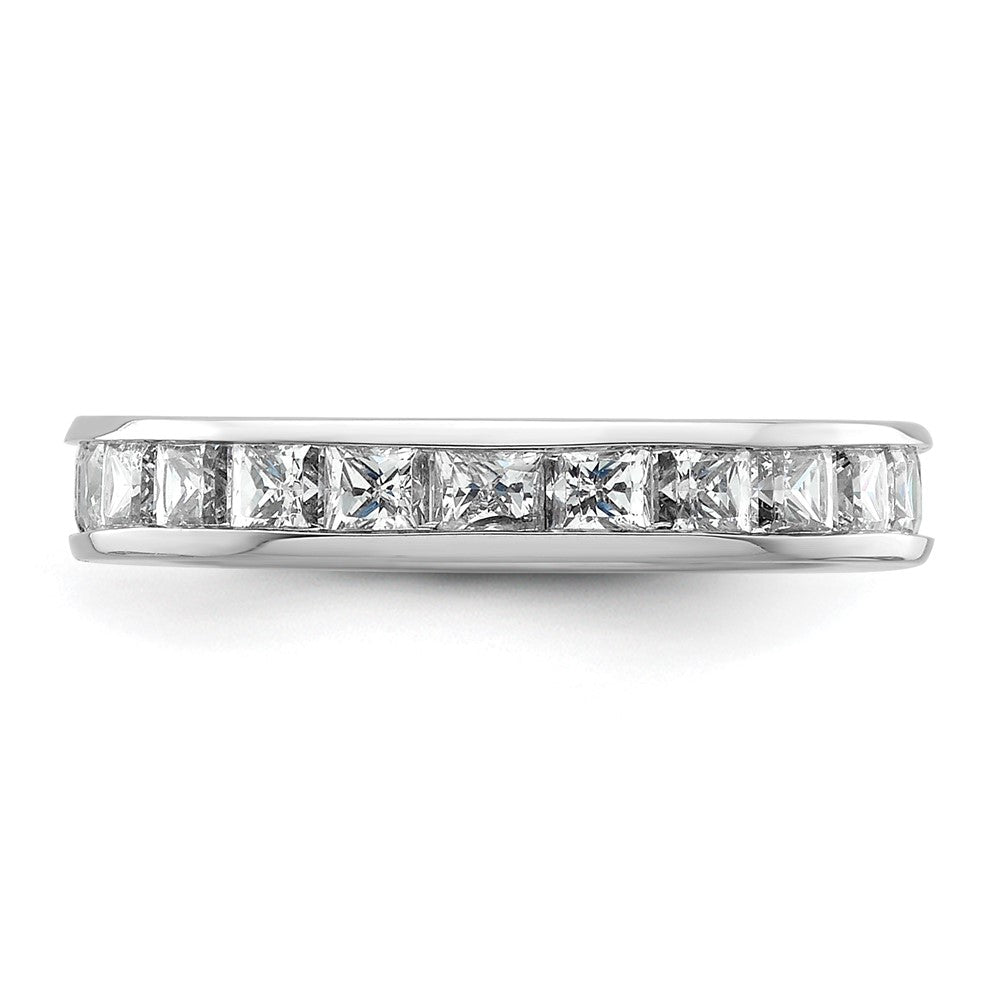 14k White Gold Polished Size 4 Channel-set 2 carat Princess Diamond Complete Eternity Band