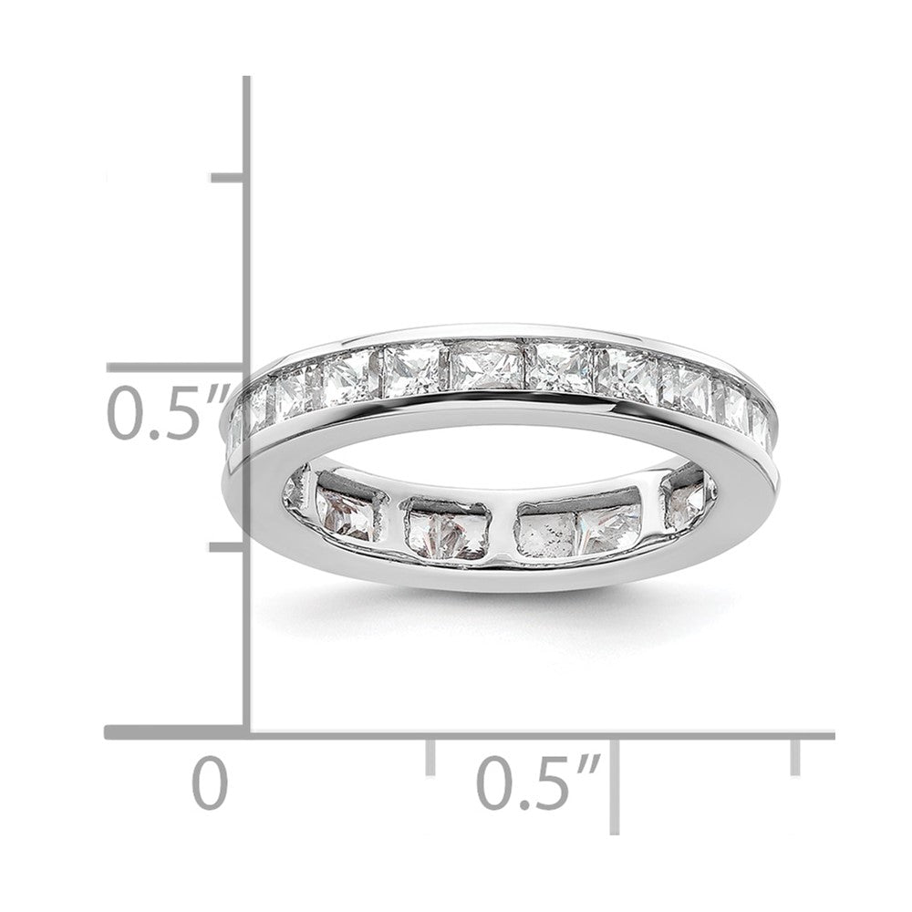14k White Gold Polished Size 4 Channel-set 2 carat Princess Diamond Complete Eternity Band