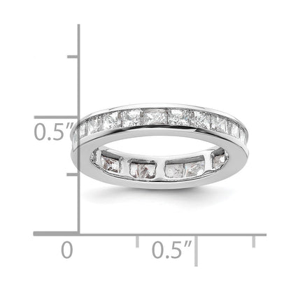 14k White Gold Polished Size 4 Channel-set 2 carat Princess Diamond Complete Eternity Band