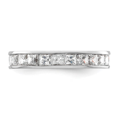 14k White Gold Polished Size 5.5 Channel-set 2 carat Princess Diamond Complete Eternity Band