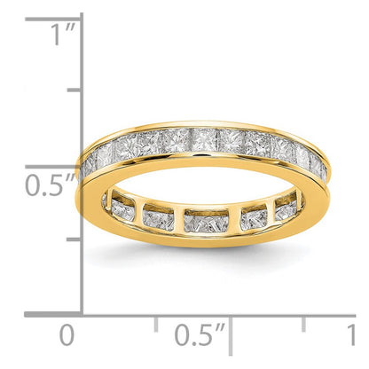 14k Polished Size 7 Channel-set 2 carat Princess Diamond Complete Eternity Band