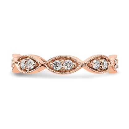 14k Rose Gold Polished Size 7 Vintage Pave 1/2 carat Diamond Complete Eternity Band
