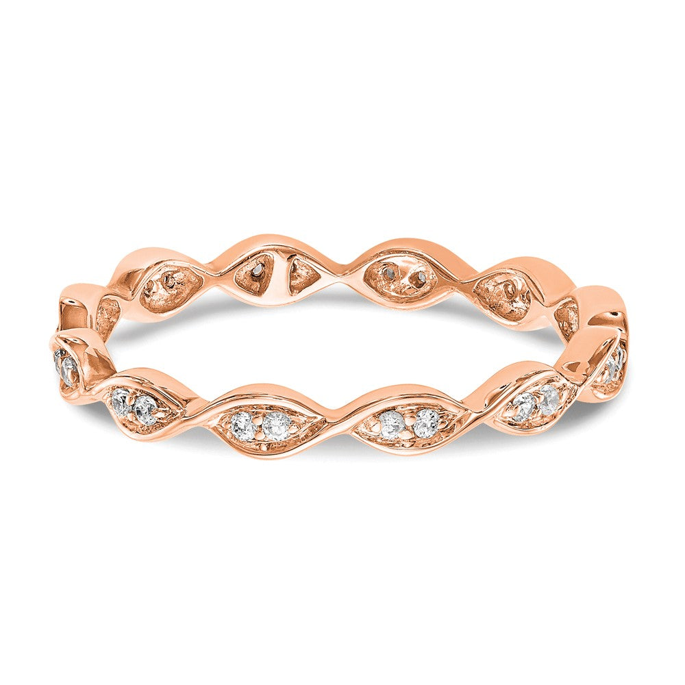 14k Rose Gold Polished Size 7 Vintage Pave 1/2 carat Diamond Complete Eternity Band