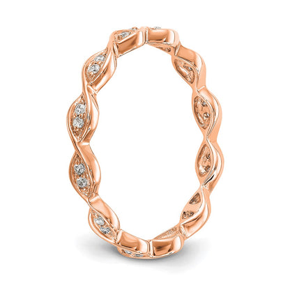 14k Rose Gold Polished Size 7 Vintage Pave 1/2 carat Diamond Complete Eternity Band